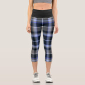Leggings Capri Motif Tartan noir gris bleu (Recto)