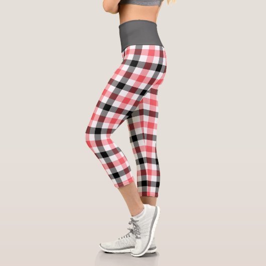 Leggings Capri Motif Tartan rouge moderne (Gauche)