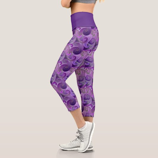 Leggings Capri Motif tendance Purple Paisley (Gauche)