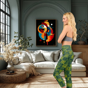 Leggings Capri Motif Tissé Or et Émeraude – Vêtements de Sport Ar
