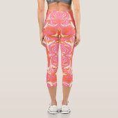 Leggings Capri Motif torride en rose, orange et crème (Verso)
