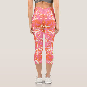 Leggings Capri Motif torride en rose, orange et crème