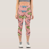 Leggings Capri Motif transparent de dinosaure mignon (Recto)