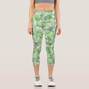 Leggings Capri Motif Triangle Gris Vert