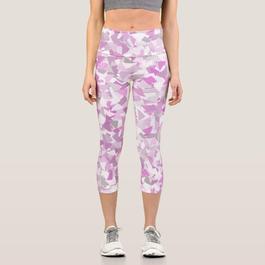 Leggings Capri Motif Triangle Gris Violet (Recto)