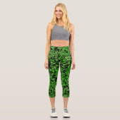 Leggings Capri Motif Triangle Noir Vert (Recto)