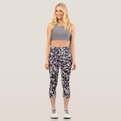 Leggings Capri Motif Triangle Noir Violet (Recto)
