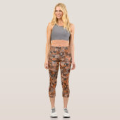 Leggings Capri Motif Triangle Orange Marron (Recto)