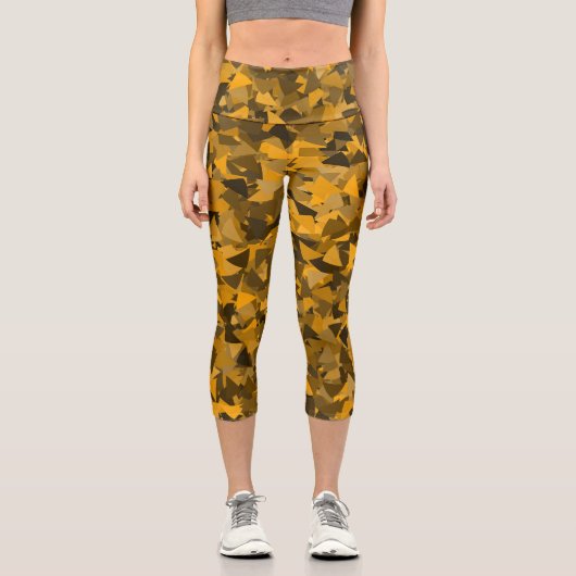Leggings Capri Motif Triangle Orange Marron (Recto)