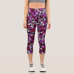 Leggings Capri Motif Triangle Rouge Violet