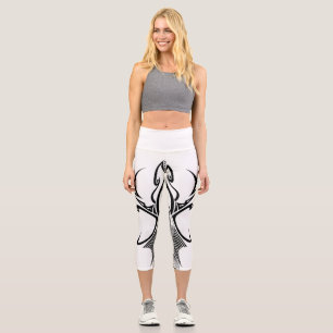 Leggings Capri Motif tribal audacieux graphique à l'encre noire