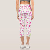 Leggings Capri Motif tropical, Flamants roses, pastèques, Fleurs (Verso)