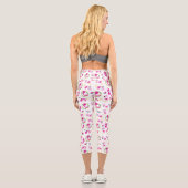 Leggings Capri Motif tropical, Flamants roses, pastèques, Fleurs (Verso)