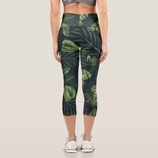 Leggings Capri Motif Tropical Noir (Verso)