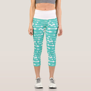 Leggings Capri Motif Turquoise et blanc tendance