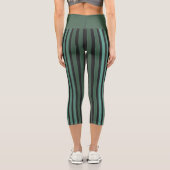 Leggings Capri Motif uni rayé vert rétro (Verso)