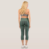 Leggings Capri Motif uni rayé vert rétro (Verso)