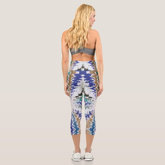 Leggings Capri Motif unique bleu vert jaune (Verso)