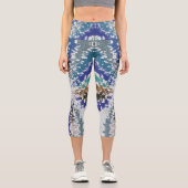 Leggings Capri Motif unique bleu vert jaune (Recto)