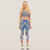 Leggings Capri Motif unique bleu vert jaune (Recto)