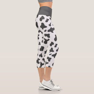 Leggings Capri Motif vache noire et blanche mignon imprimé taches