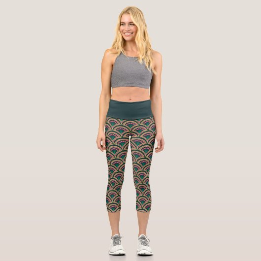 Leggings Capri motif vert en forme de coque (Recto)