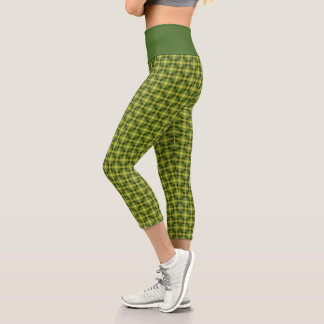 Leggings Capri Motif vert Jaune Tartan À damiers Trippy
