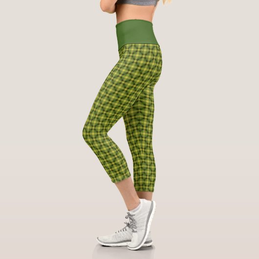 Leggings Capri Motif vert Jaune Tartan À damiers Trippy (Gauche)