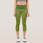 Leggings Capri Motif vert Jaune Tartan À damiers Trippy (Recto)