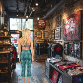 Leggings Capri Motif Wave turquoise avec texte et logo personnali