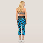 Leggings Capri Motif Web Abstrait bleu et noir (Verso)