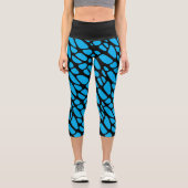 Leggings Capri Motif Web Abstrait bleu et noir (Recto)