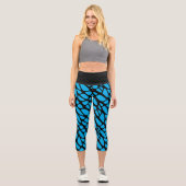 Leggings Capri Motif Web Abstrait bleu et noir (Recto)