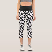 Leggings Capri Motif Web gothique noir et blanc (Recto)