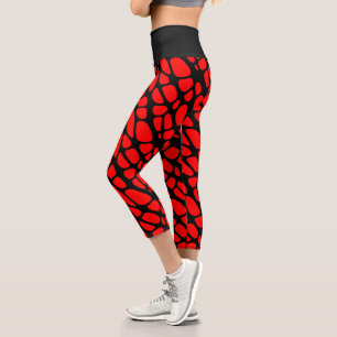 Leggings Capri Motif Web gothique rouge et noir
