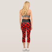 Leggings Capri Motif Web gothique rouge et noir (Verso)
