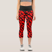 Leggings Capri Motif Web gothique rouge et noir (Recto)