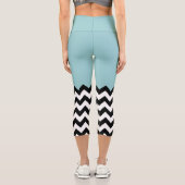 Leggings Capri Motif Zigzag noir et blanc, Chevron, Bleu (Verso)