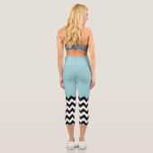 Leggings Capri Motif Zigzag noir et blanc, Chevron, Bleu (Verso)