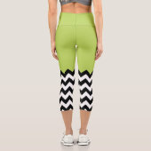 Leggings Capri Motif Zigzag noir et blanc, Chevron, Vert (Verso)