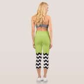 Leggings Capri Motif Zigzag noir et blanc, Chevron, Vert (Verso)