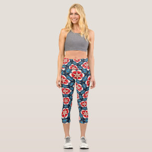 Leggings Capri Motifs de fleurs de broderie