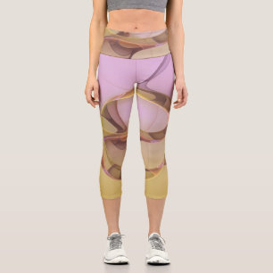 Leggings Capri Mouvements Abstraits Art Fractal Moderne Rose Doré