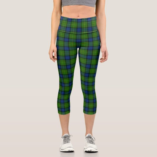 Leggings Capri Muir Moore écossais vert bleu plaid (Recto)