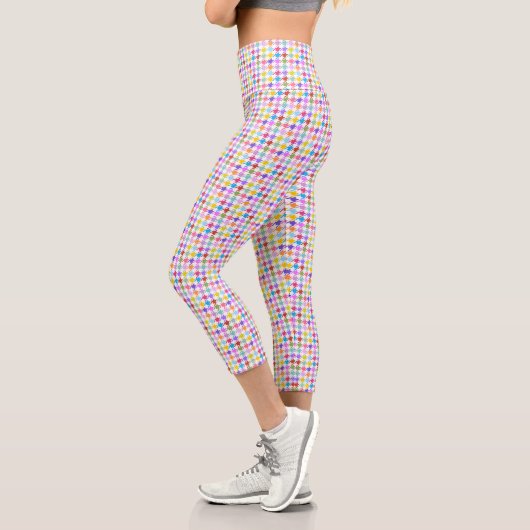 Leggings Capri Multicolor Houndstooth+Motif Sml blanc (Gauche)