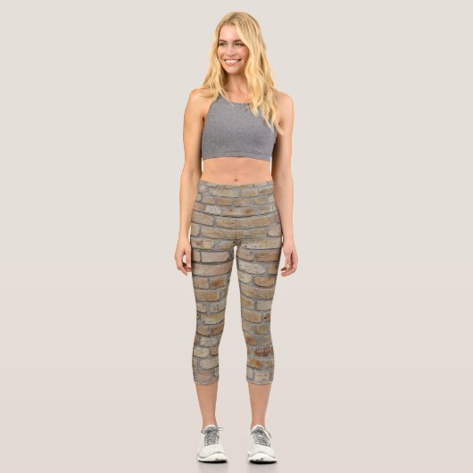 Leggings Capri Mur de briques brunes Un design original (Recto)