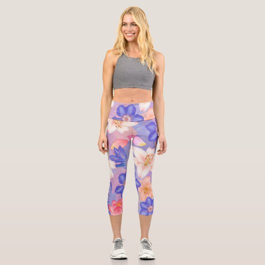 Leggings Capri Mur de fleurs (Recto)