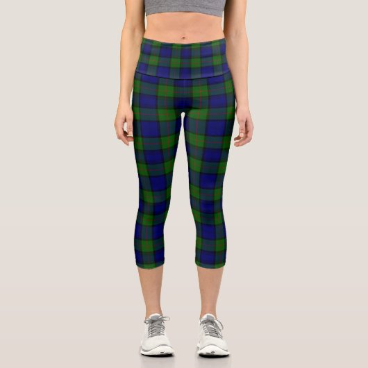 Leggings Capri Murray tartan bleu vert plaid (Recto)