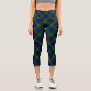 Leggings Capri Murray tartan bleu vert plaid capri