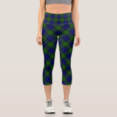 Leggings Capri Murray tartan bleu vert plaid capri (Recto)